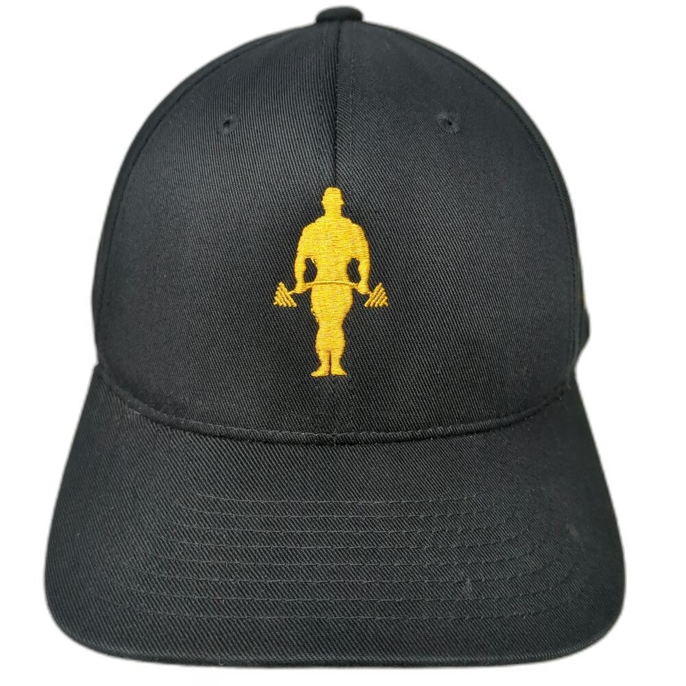 Flexfit Baseball Cap Black XL Hat Gold's Gym Bodybuilder EST 1965 Curved Brim